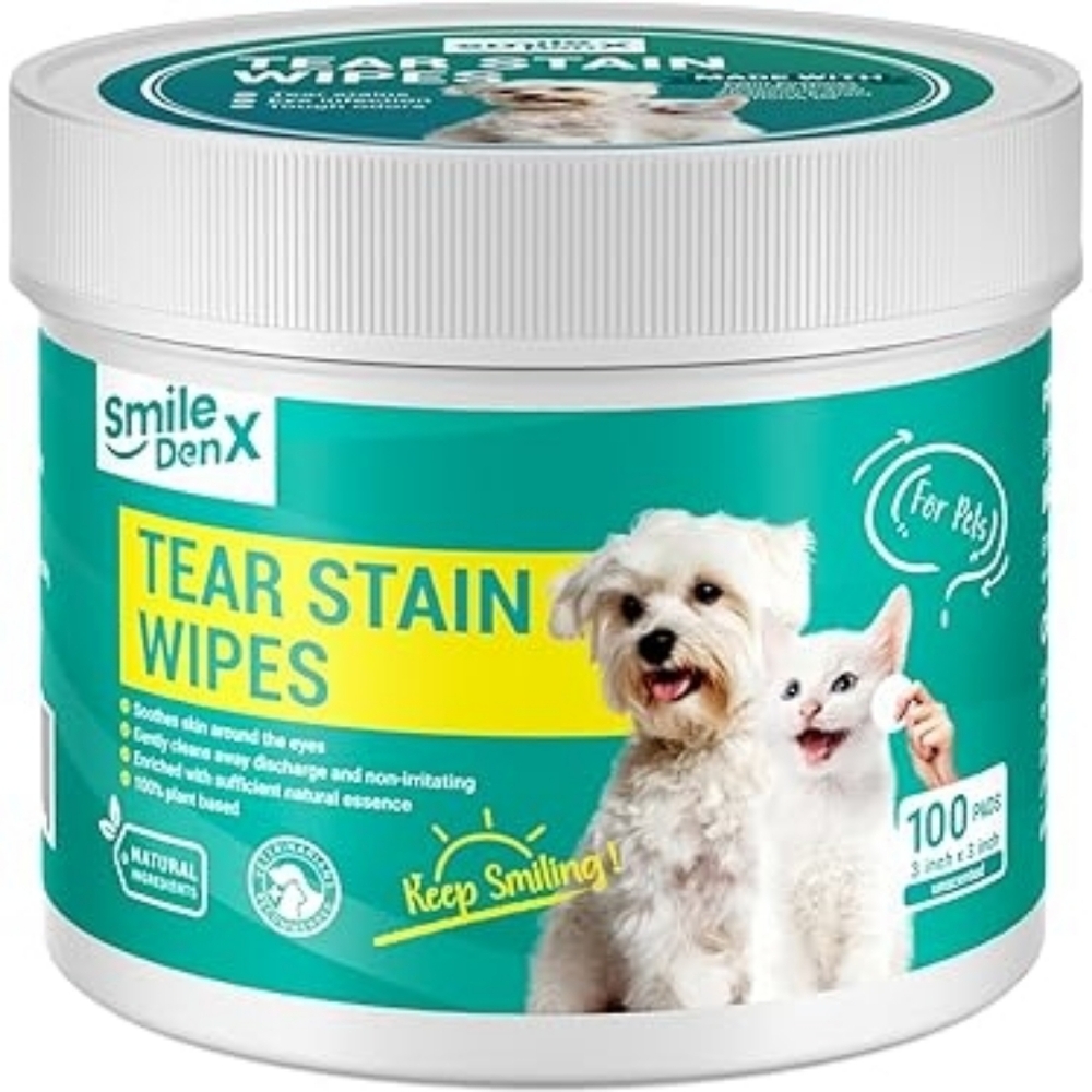 Pet Eye Wipes for Dogs & Cats – Unscented, 100 Count, Removes Discharge & Debris